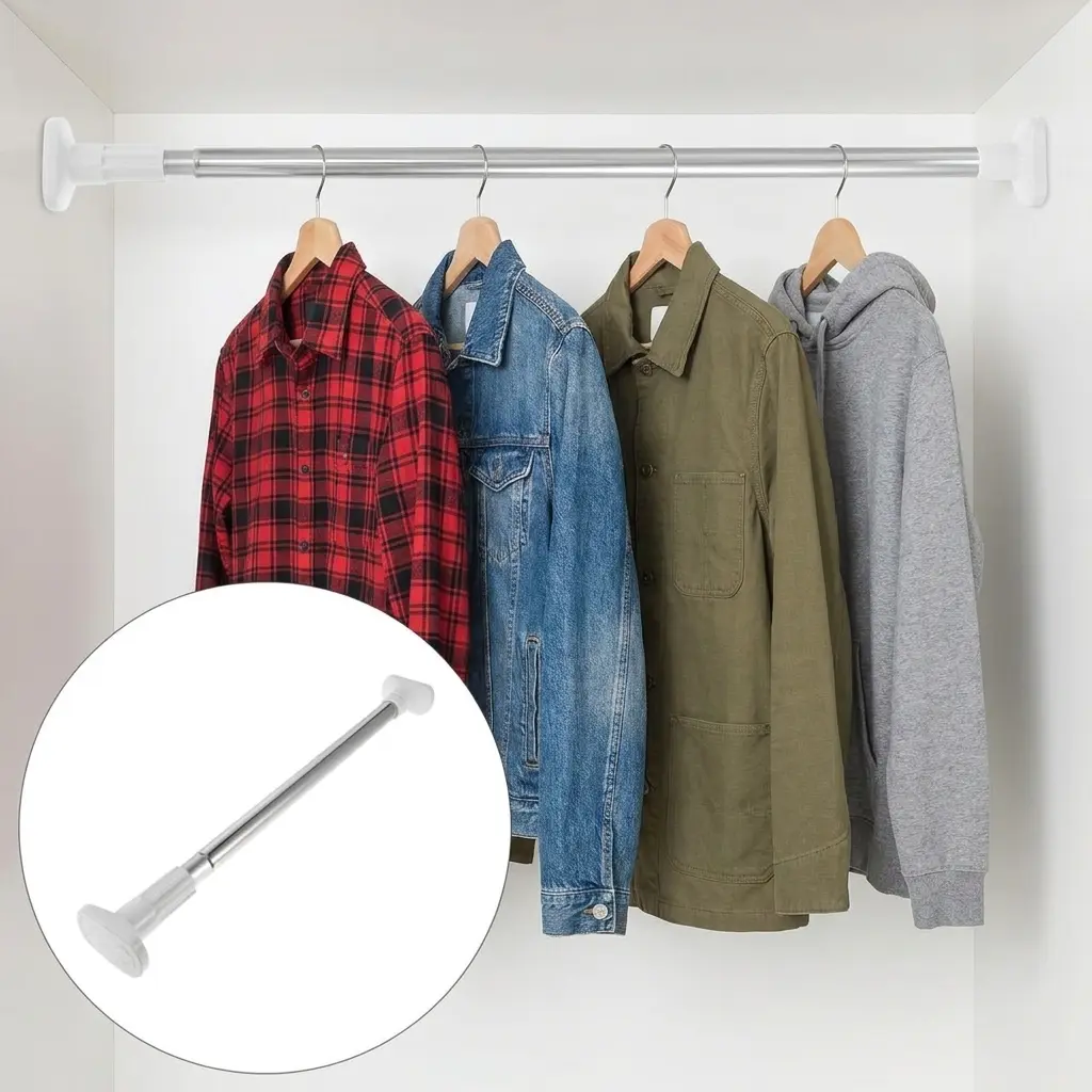 With a big family, one balcony drying rack just isn't enough. I bought a no-drill adhesive rod that works for both clothes and bedding. When not in use, it can be put away and takes up no space. 😊 So great!#summerwins #dealsforyoudays #tiktokshop #tiktok #FYP