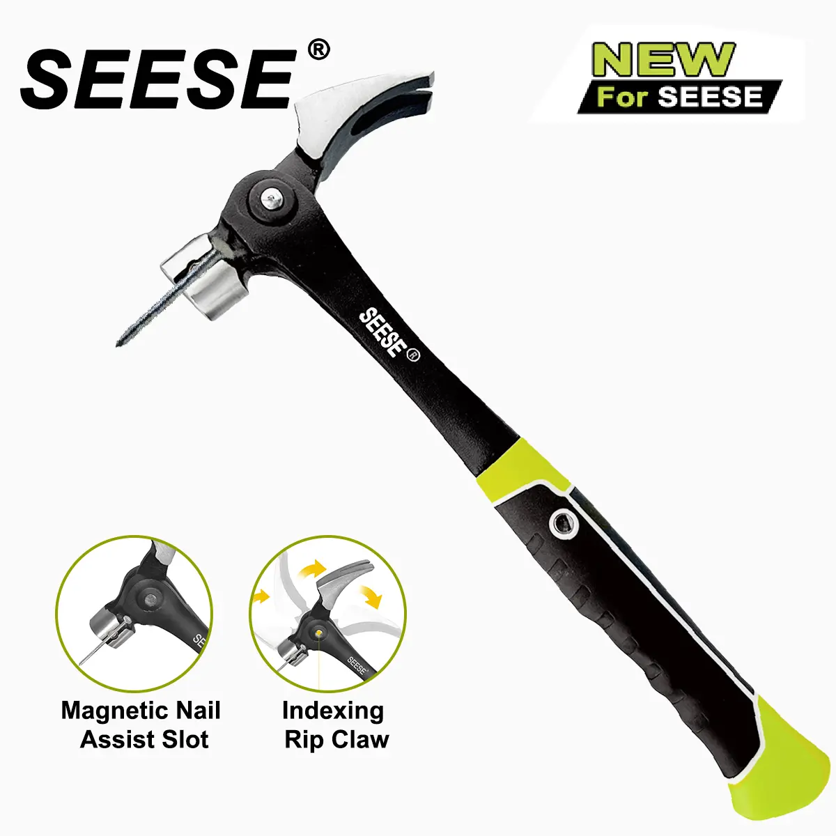 Martillo de uña multifuncional con soporte magnético para colocar clavos fácilmente con una sola mano #HerramientaDeUnaMano #MartilloMagnético #ReparaciónDIY #HerramientasDeCarpintería #FerreteríaDoméstica